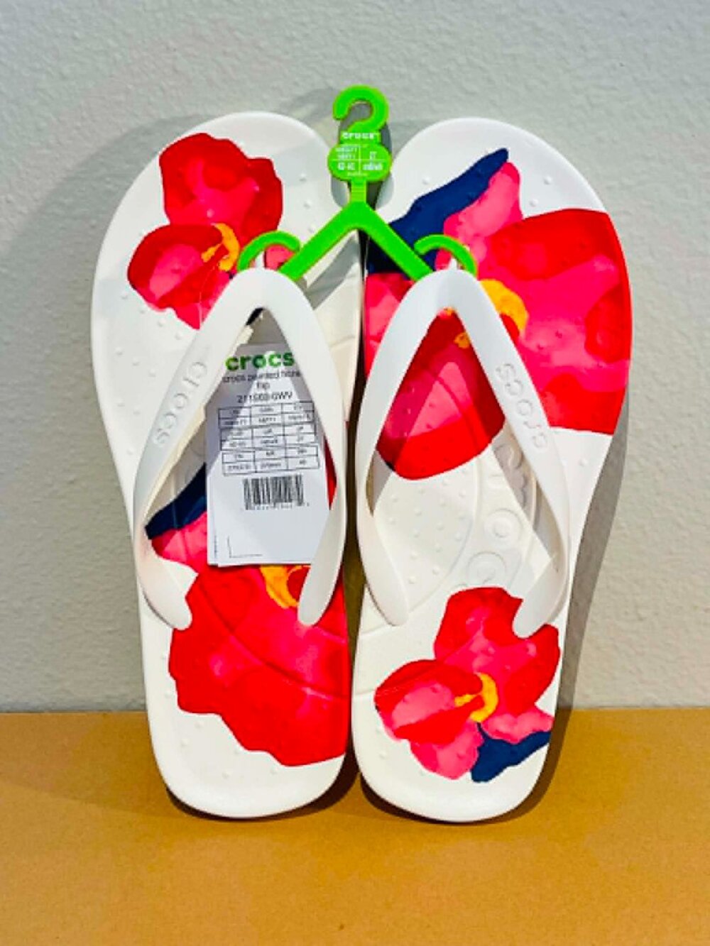 Crocs Painted Floral Flip Sandal - Chalk Color - Women’s Flip Flops - NWT